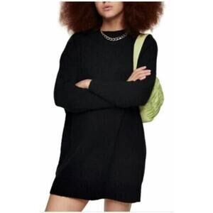 Topshop Women's Oversized Long Sleeve Mini Dress In Black Size 12US LUK MSRP $75